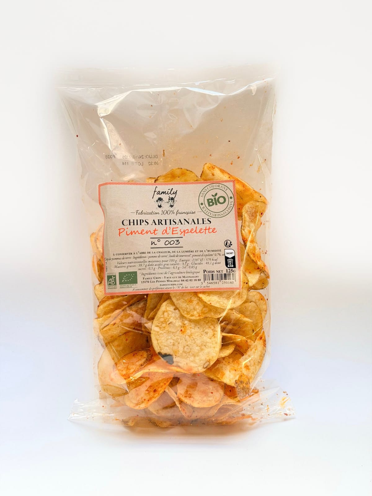CHIPS ARTISANALES BIO AU PIMENT D'ESPELETTE
